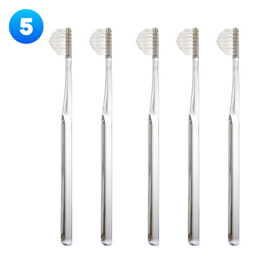 奇跡の歯ブラシ クリア5本セット【正規品】│特許取得ピラミッド形状・ダブル植毛で歯間汚れをごっそり除去│日本製